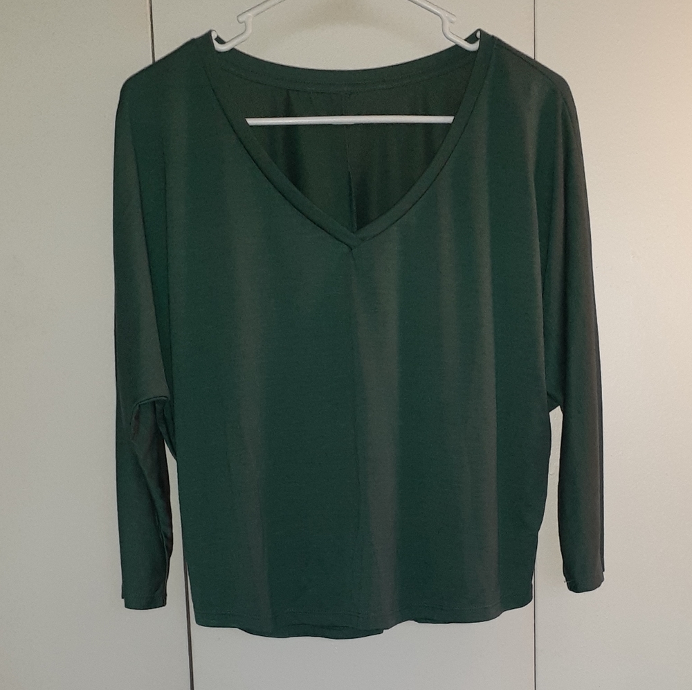 Green V-Neck Crop Top